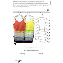 Brand new 3 Pack Closet-Organizer,8 Tier Tank-Top-Hanger,Closet-Organizers-and-Storage Bra-Hangers-Space-Saving,Apartment Dorm-Room-Essentials-for-Col