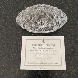 WATERFORD CRYSTAL FOOTBALL PATRIOTS SUPER BOWL XXXVI