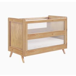 BreathableBaby Breathable Mesh 3-in-1 Convertible Crib (Toddler Bed Kit Sold Separately) — Beech — Two Adjustable Mattress Heights — Greenguard Gold C