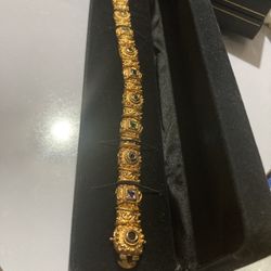 Ross Simons Etruscan Sterling Silver 18k Gold Vermeil Gemstone Bracelet 34gm #2