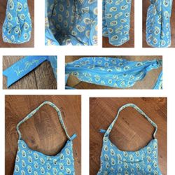 Vera Bradley Retired Color Bermuda Blue Small Hobo Style Shoulder Bag / Purse