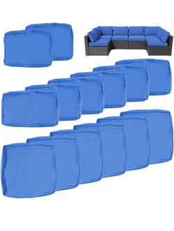 New! Only Covers! 14Pcs Patio Cushion Covers Replacement Outdoor Cushion Cover with Zippers Waterproof Furniture Covers (25.6*25.6*3.9inch)for 6-Seate