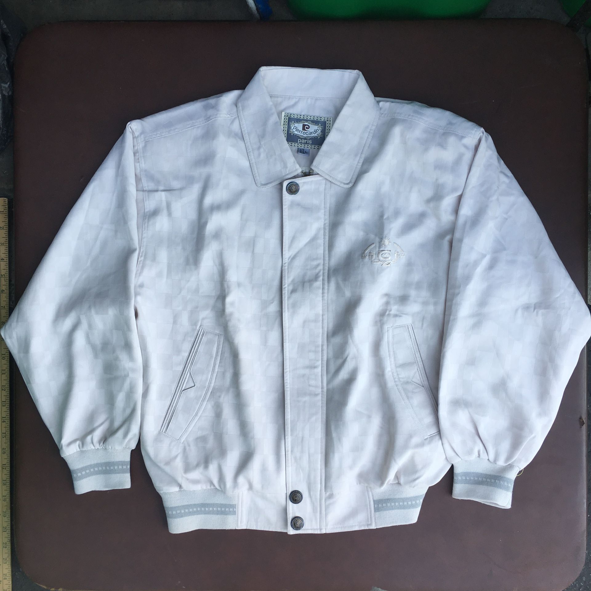 Pierre Cardin Mens Jacket White Large Designer Italian Windbreaker White Coat