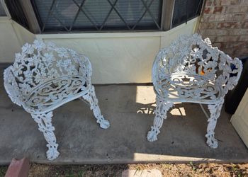 Vintage Regency Wrought Iron Grape Leaf Chair SET