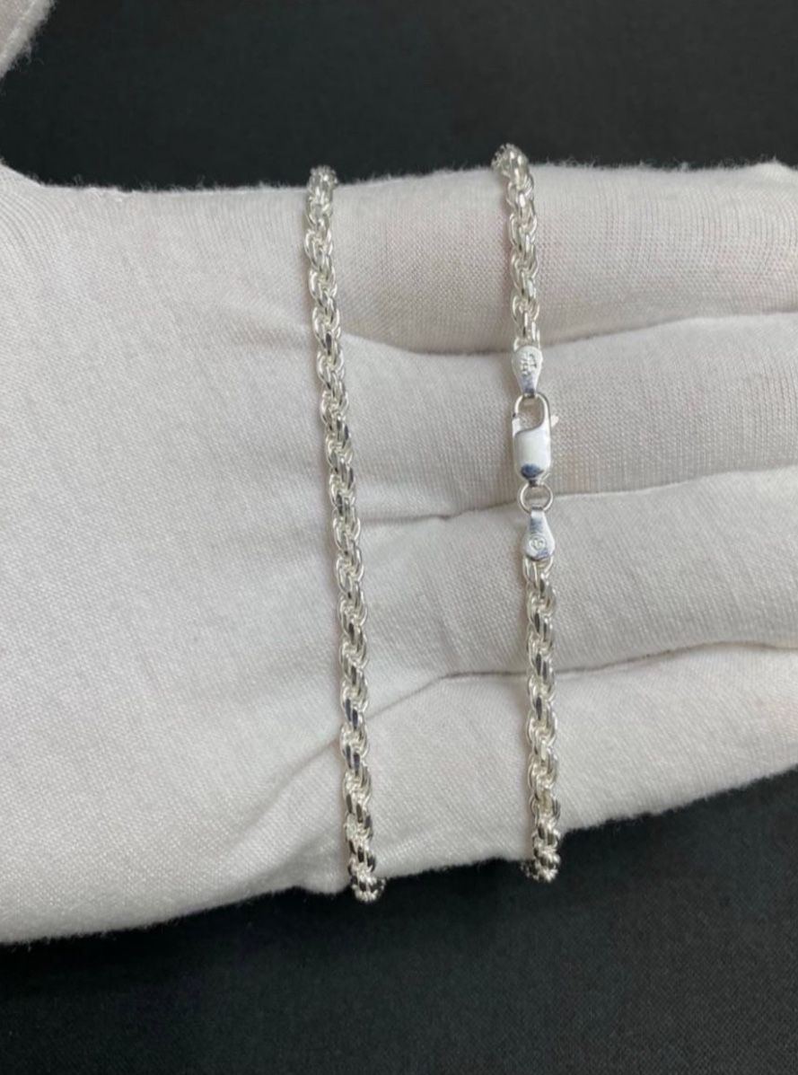 3mm 18” Sterling Silver Rope Chain