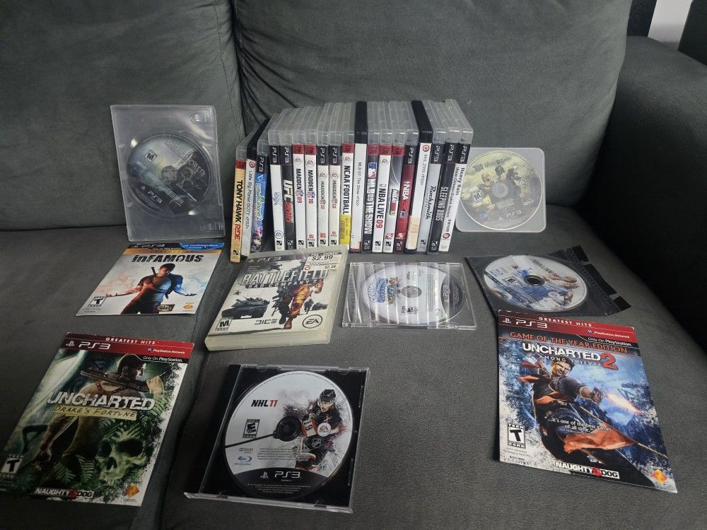 28 PlayStation 3 game bundle PS3 - ssx, little big, cartel, NBA, UFC, madden, rain