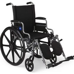 Lightweight Folding Wheelchair – Swing-Back Arms, Elevating Leg Rests – New