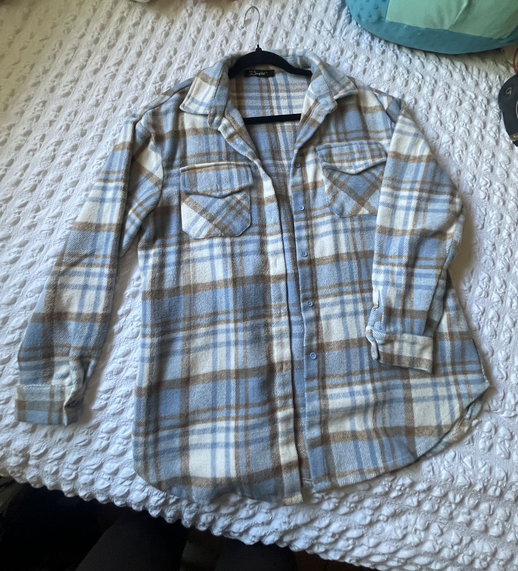 Simplee Plaid Flap Pocket Button Through Shirt
