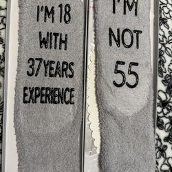 HAPPYPOP 55th Birthday Grey Fuzzy Socks