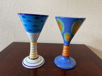 Herman Fogelin S/2 Hand Painted Wine Glasses