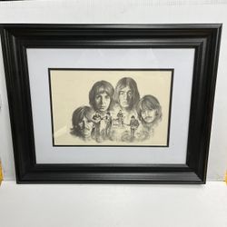 Framed Bamse 1976 Beatles Drawing Print