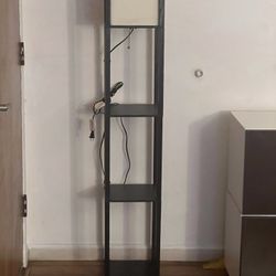 Black tall lamp with 3 shelves 