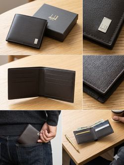 Authentic Alfred Dunhill Brown Leather Bifold Wallet - New in Box