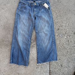 New York Company denim jeans with unique distressed details size 8