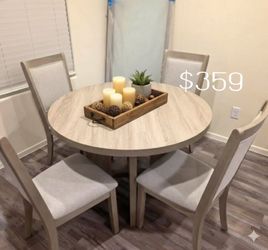 Light Gray 5-pc Round Dining Table Set 