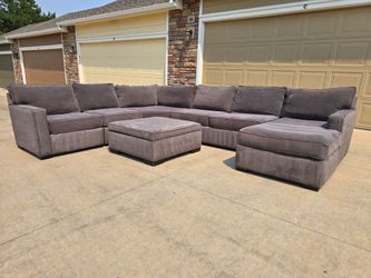 Jonathan Louis Gray 5 PC Sectional Sofa W/ Ottoman- Excellent Condition- Professionally Cleaned