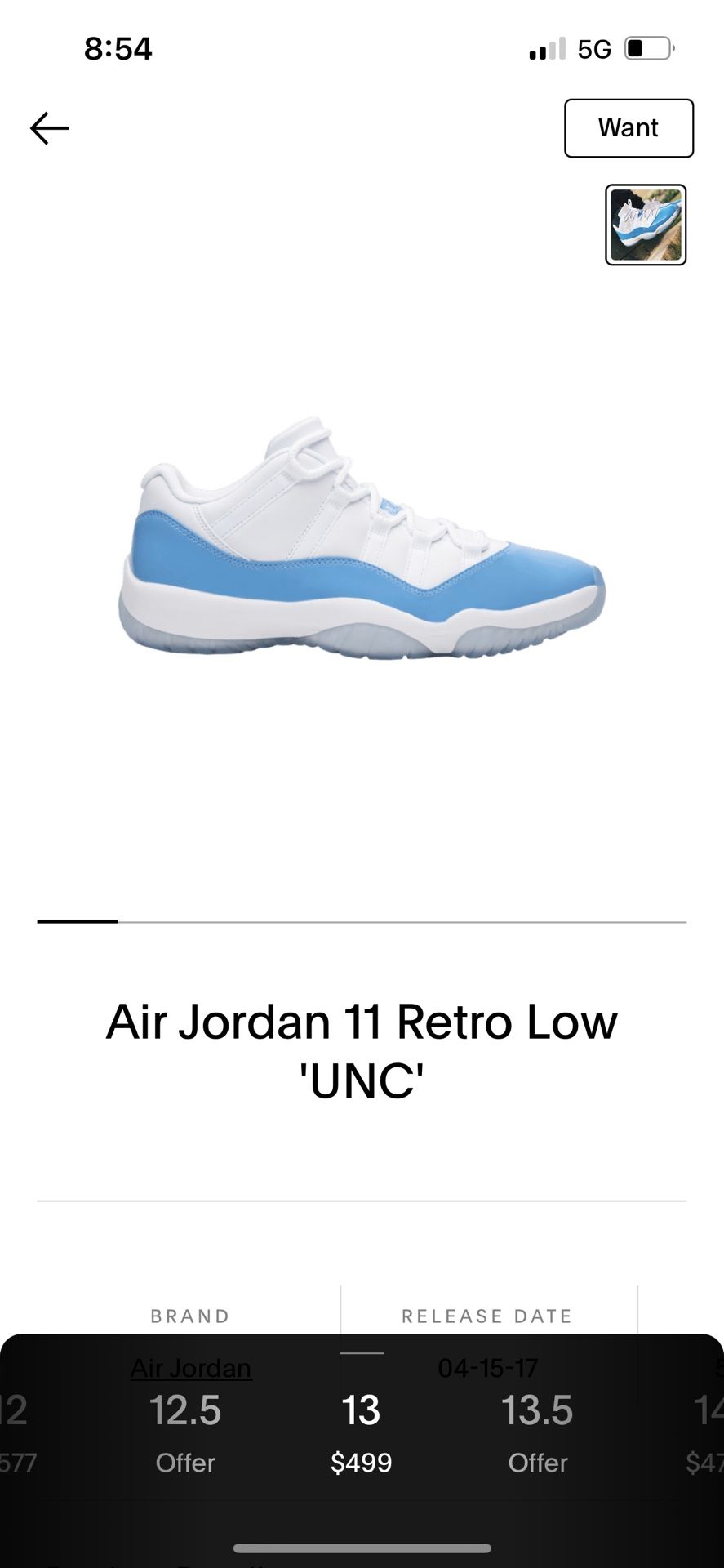 Jordan 11 UNC Lows Size 13