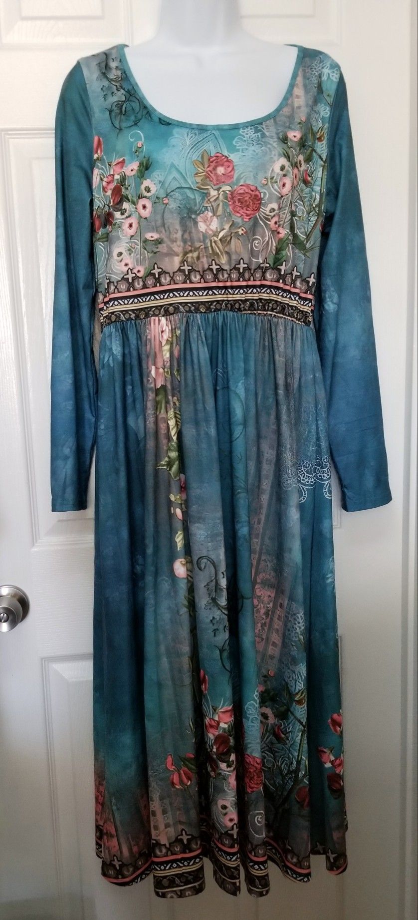 Blue Boho Maxi Dress L