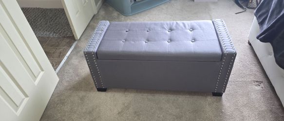 Grey rectangle ottoman bench storage