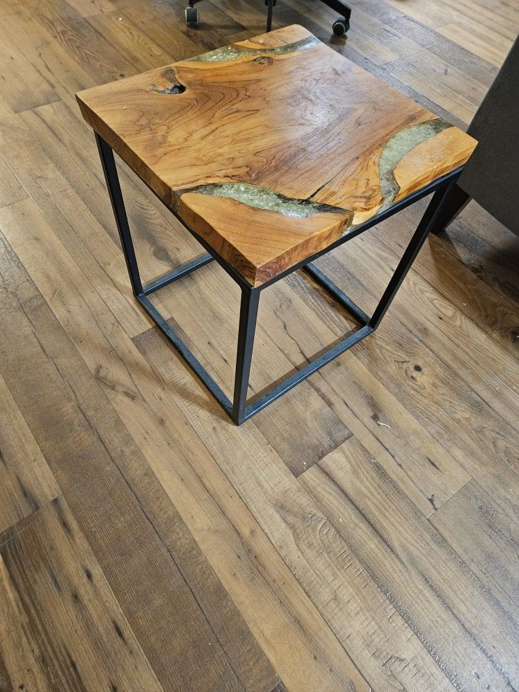 Teak Root And Resin Side Table