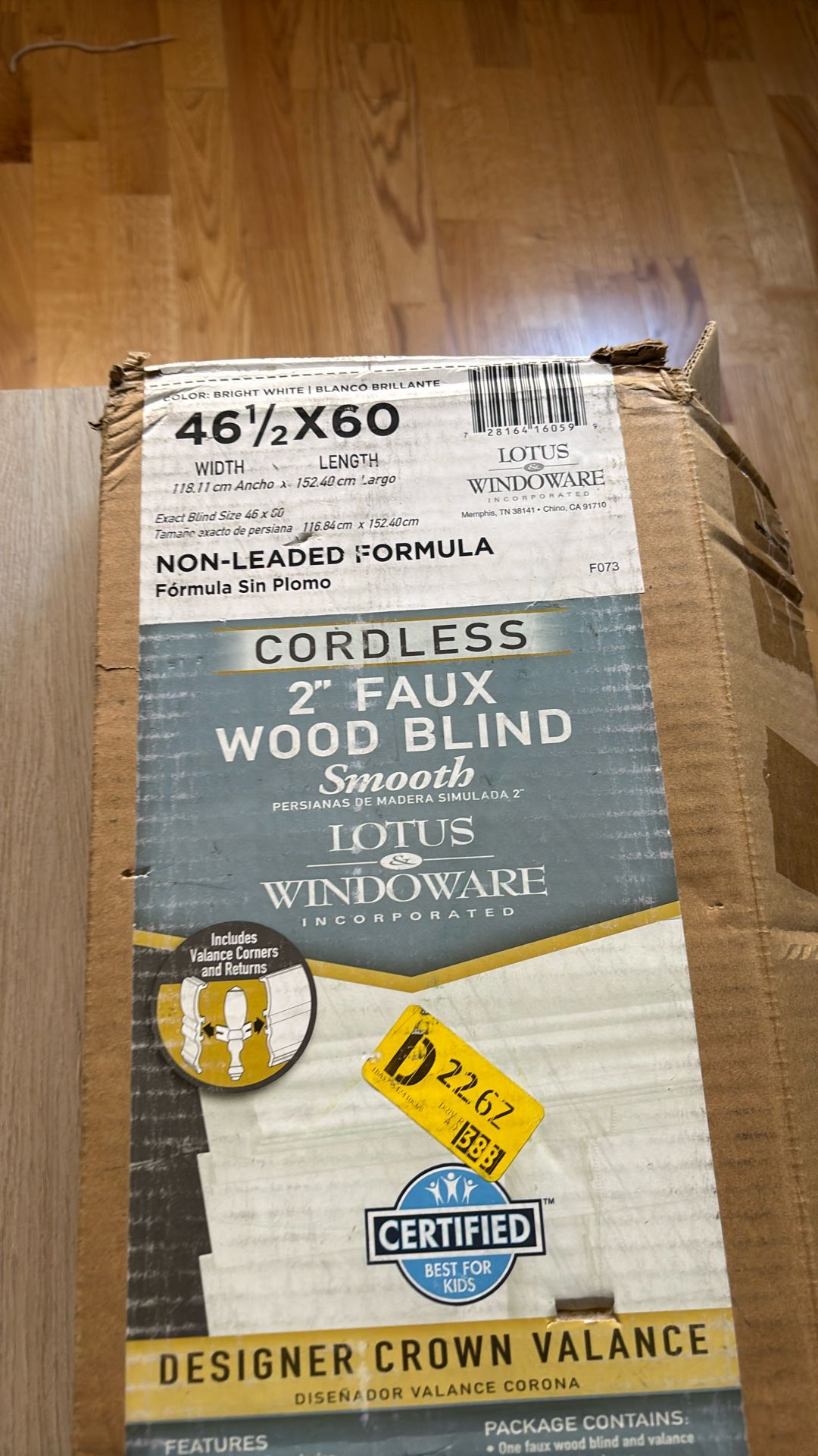 Lotus Cordless white wood blinds