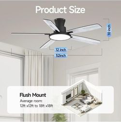 R4) 52-Inch Smart Ceiling Fan with Light, Compatible with Alexa and Google Home, Remote/App Control, Reversible, Dimmable, Adjustable Color Temperatur