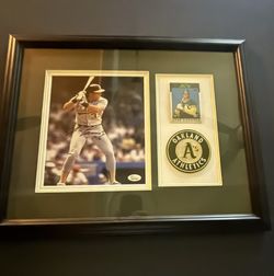 José Canseco Signed Photo With Rookie Card