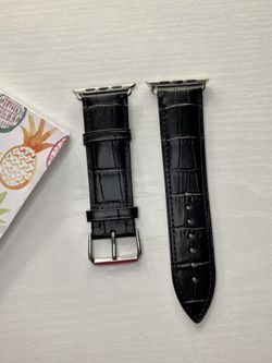 Leather band genuine band and black case compatible for watch 42mm 44mm