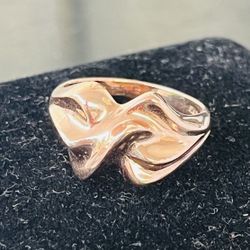 10K Rose Gold Ring Italy Vintage 90s Criss Cross Knot