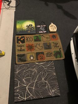 Halloween decorations decor doormat lighted picture pumpkin sign