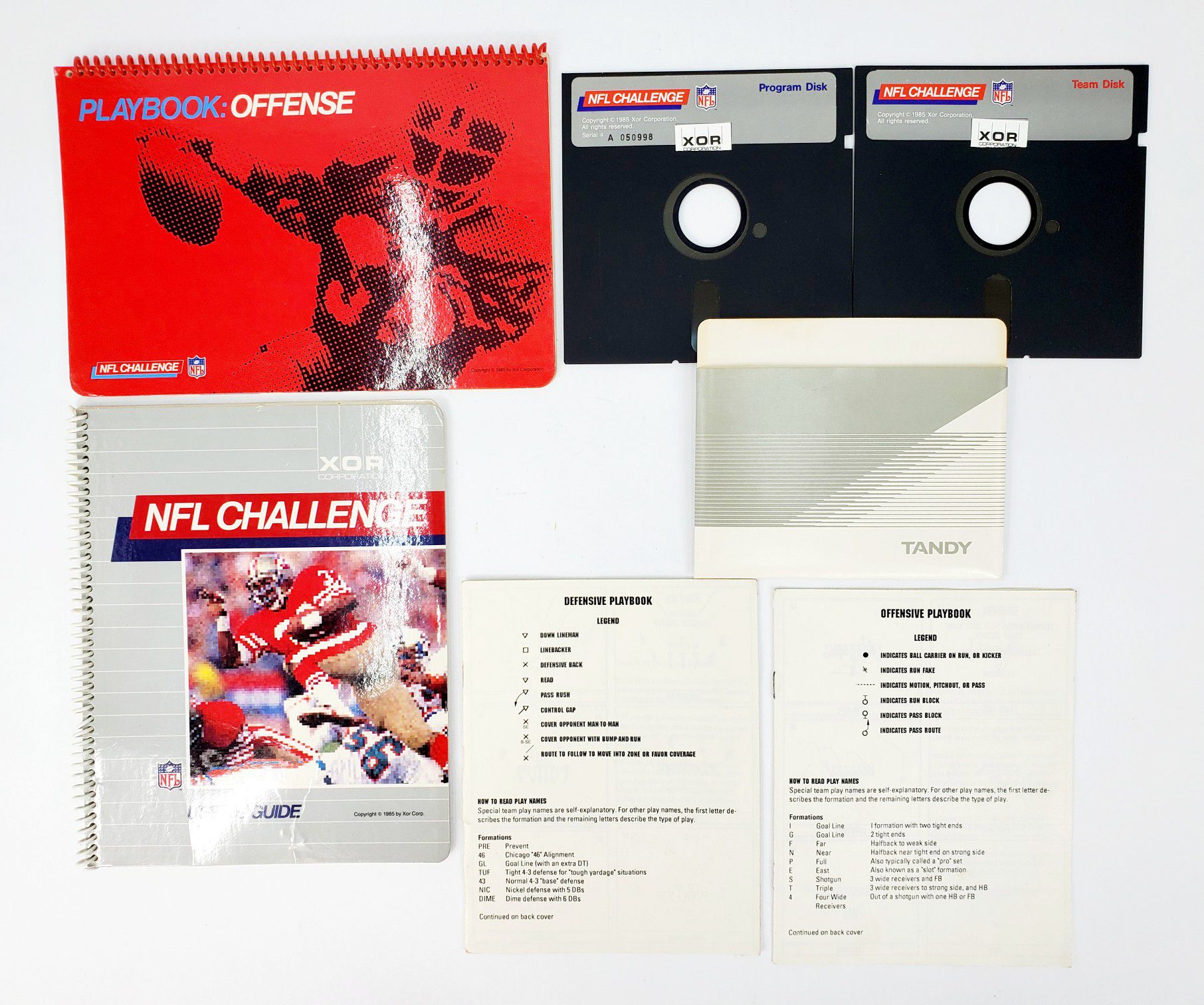 Vintage NFL Challenge - 5.25" Floppy Disks, Manual etc. (1985) - IBM PC Tandy