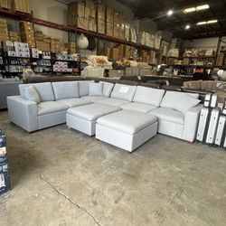 sectional couch fabric grey color include 2 Ottoman