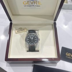 Gevril Men’s Black Leather Automatic Watch