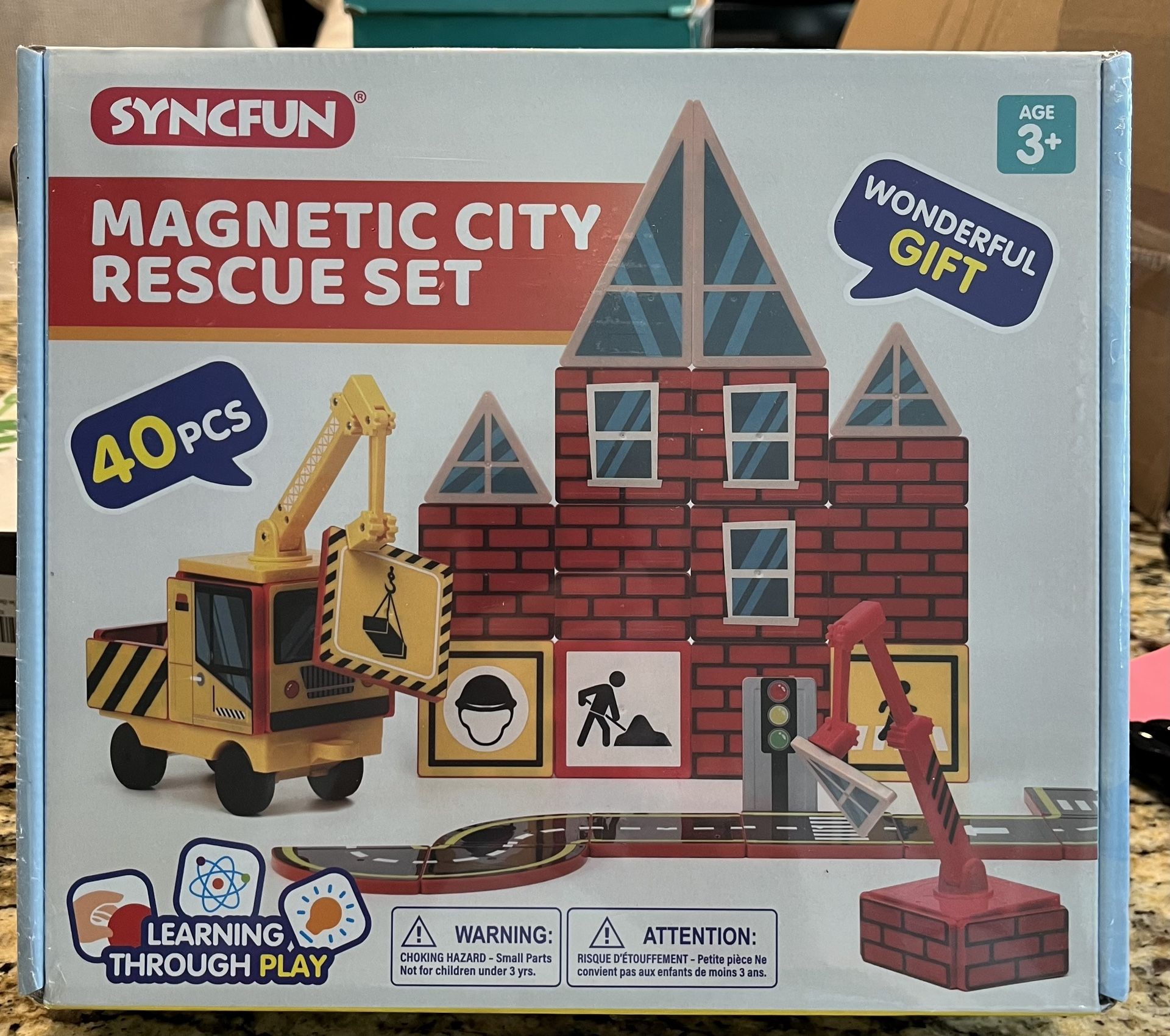 New In Box! GREAT GIFT IDEA! Syncfun 40pc Magnetic Tiles City/Construction Fun (Ages 3+) $15 (#C-130)