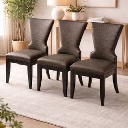 Set of 3 Woven Dining Chairs – Modern Coastal Style