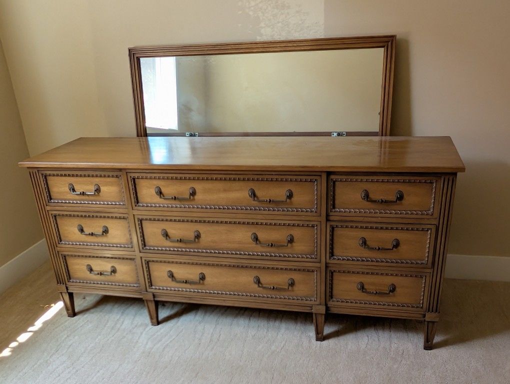Vintage MCM Henredon Empire Regency Dresser Nightstand And Headboard Bedroom Set