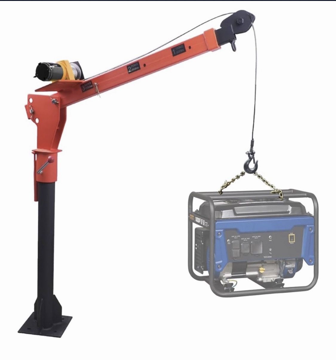 RUGCEL WINCH New 1100lb Folding Truck-Mounted Crane, with Electric Winch 3500 lb 12V, Painted Steel Pickup Truck Jib Cranes 360 Swivel Lift Electric H