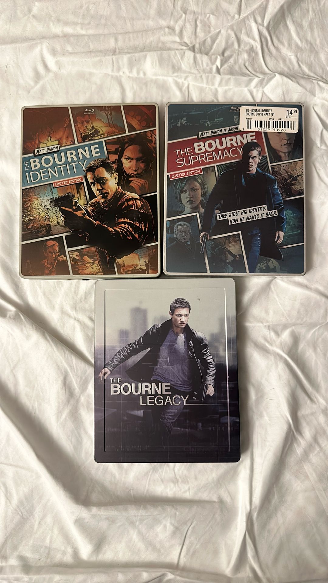 Bourne Identity, Bourne Supremacy And Bourne Legacy Steelbook Blu Ray Movies