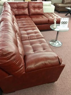 🇺🇸HUGE Furniture Sale!🇺🇸 Brand New Faux Leather Red Sectional! $50 Down Takes It Home Today!