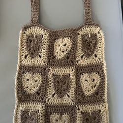 Hand KnitHeart Tote Bag