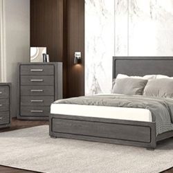 Brand New Grey 4pc Queen Bedroom (Available In Eastern King)
