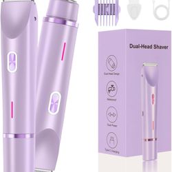Bikini Trimmer for Women,2 in 1 Dual Head Bikini Shaver & Body Shaver,Cordless & Waterproof Electric Bikini Trimmer for Women, Painless Hair Removal w
