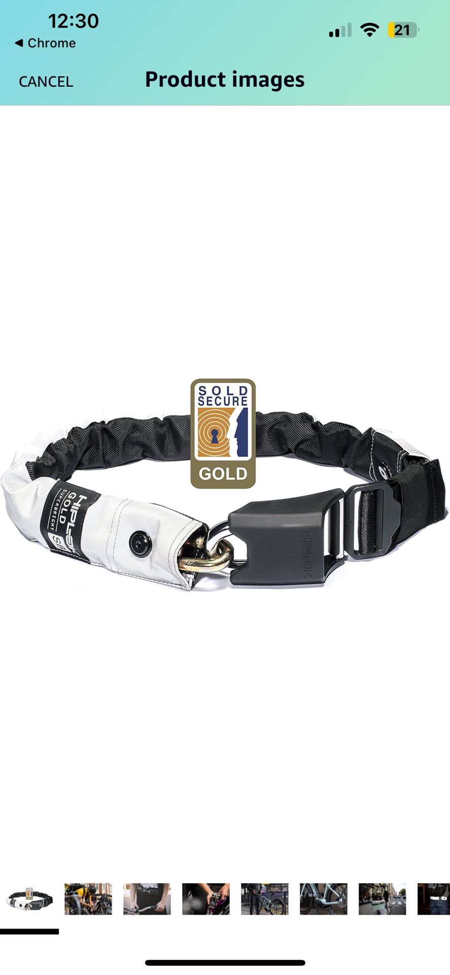 Hiplok GOLD Chain Bicycle Lock, Like New 