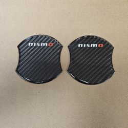 BRAND NEW UNIVERSAL 2PCS NISMO Real Carbon Fiber Anti Scratch Badge Door Handle Bowl Cover Trim