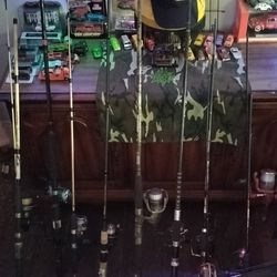 Assortment Of Fishing Gear Rods Reels