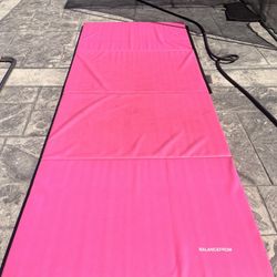 BalanceFrom Folding Gymnastics Mat, Thick Home Gym Floor Tumbling Equipment, Pink - Portable Exercise and Workout Pad for Pilates, Aerobics, and Marti