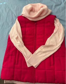 Cowl neck pale pink sweater and pink  vest