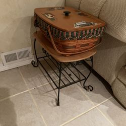 Longaberger End Table With Christmas Basket 