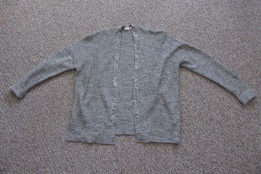 Women's GAP Open-Front Cardigan Sweater Size Large-Black Marled Knit