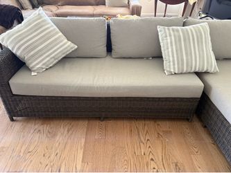 Outdoor Patio Set- Wicker Sectional Sofa with Chaise Lounge